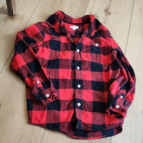 Cat & Jack Other - Boys Plaid Red and Black Shirt, Medium 8/10